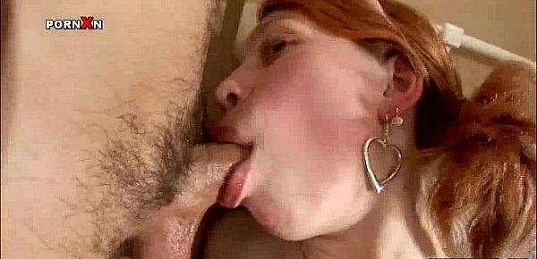  Redhead gets her pussy pumped and sucks on a cock